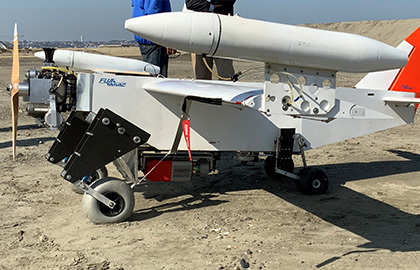 Unmanned fixed wing equipped with the laser scanner